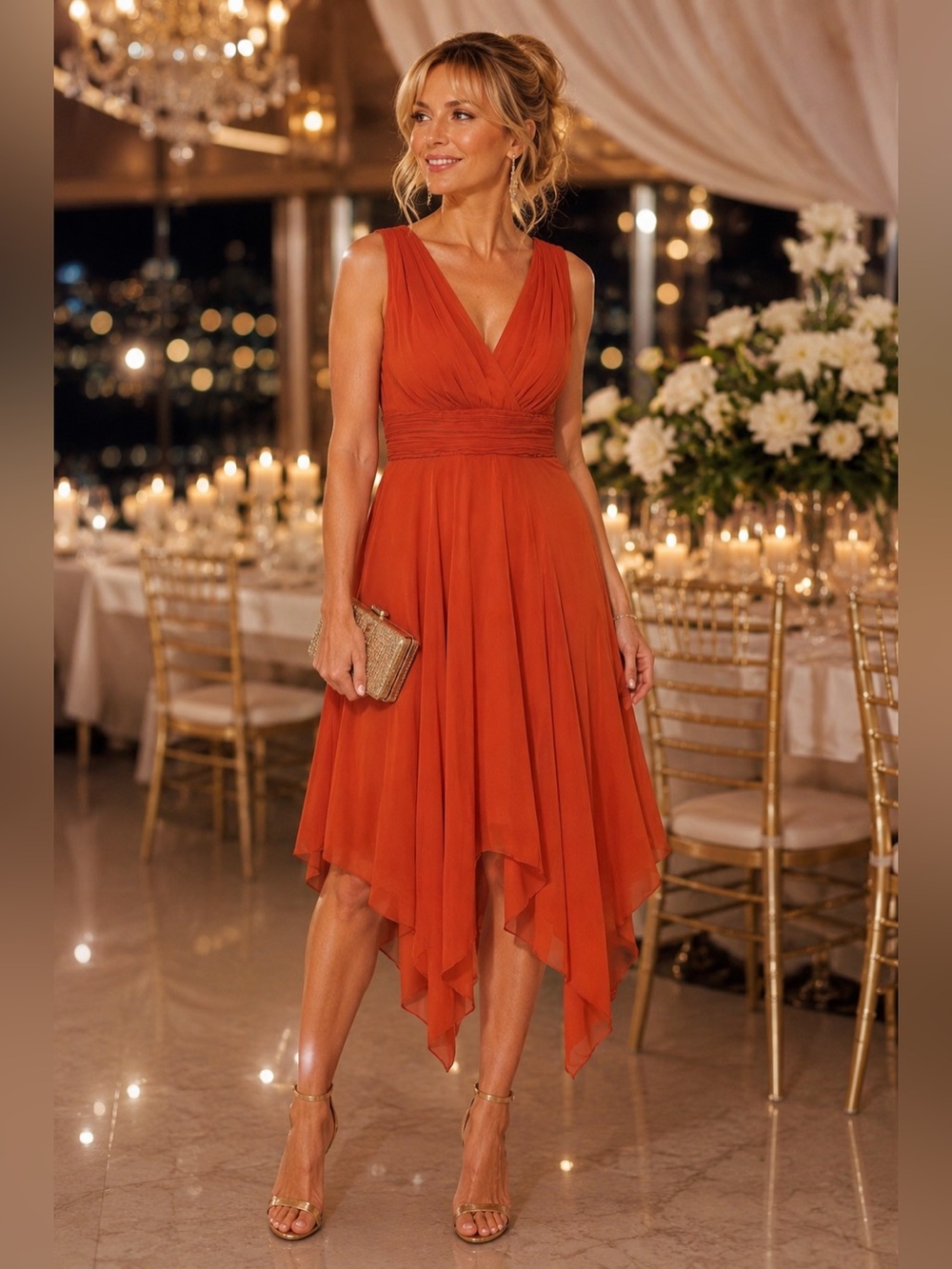 Orange Handkerchief Hem Dress NWT-Like US 4
